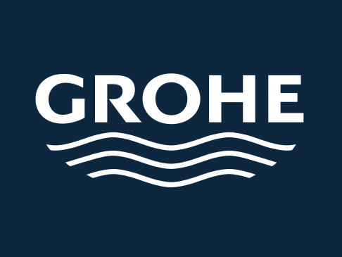 The logo for the company GROHE, a leading global brand for complete bathroom solutions and kitchen fittings.