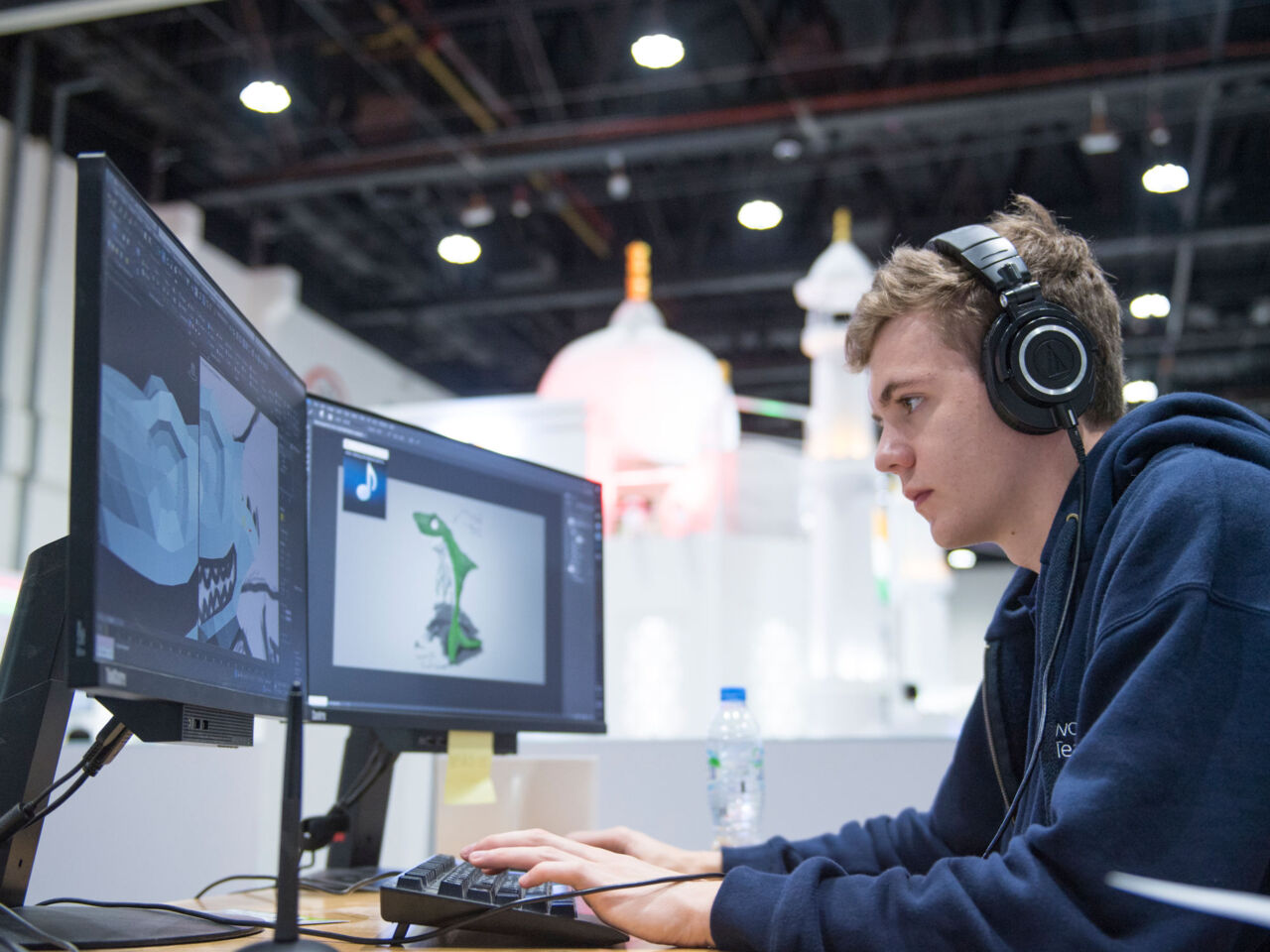 Dan McCabe competing in 3D Digital Art at WorldSkills Abu Dhabi 2017.