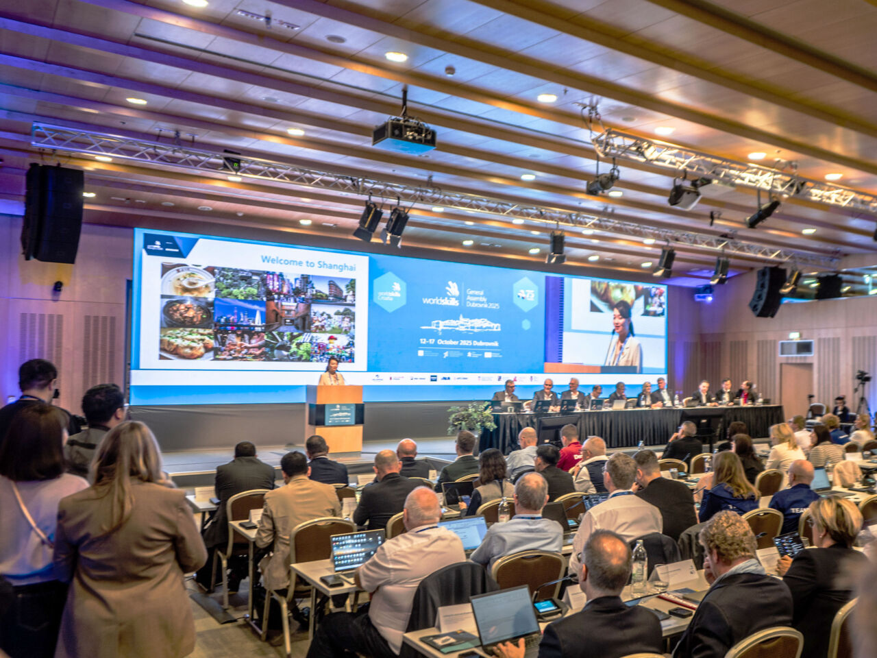 Representatives from WorldSkills Shanghai 2026 Organizing Committee delivering an update to WorldSkills members at WorldSkills General Assembly 2025.