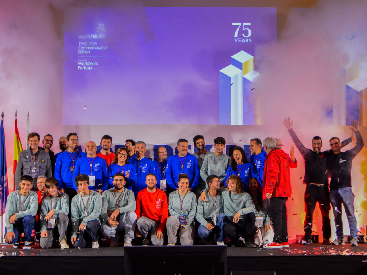 Participlants on stage at WorldSkills Commemorative Edition 1950–2025 in Lisbon, Portugal from 4 to 8 November 2025.