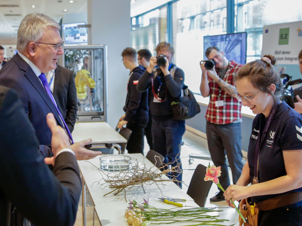 A WorldSkills Champion shows her floristry skills during the event ‘Meet the Champions of Excellence’ on 23 February 2024.