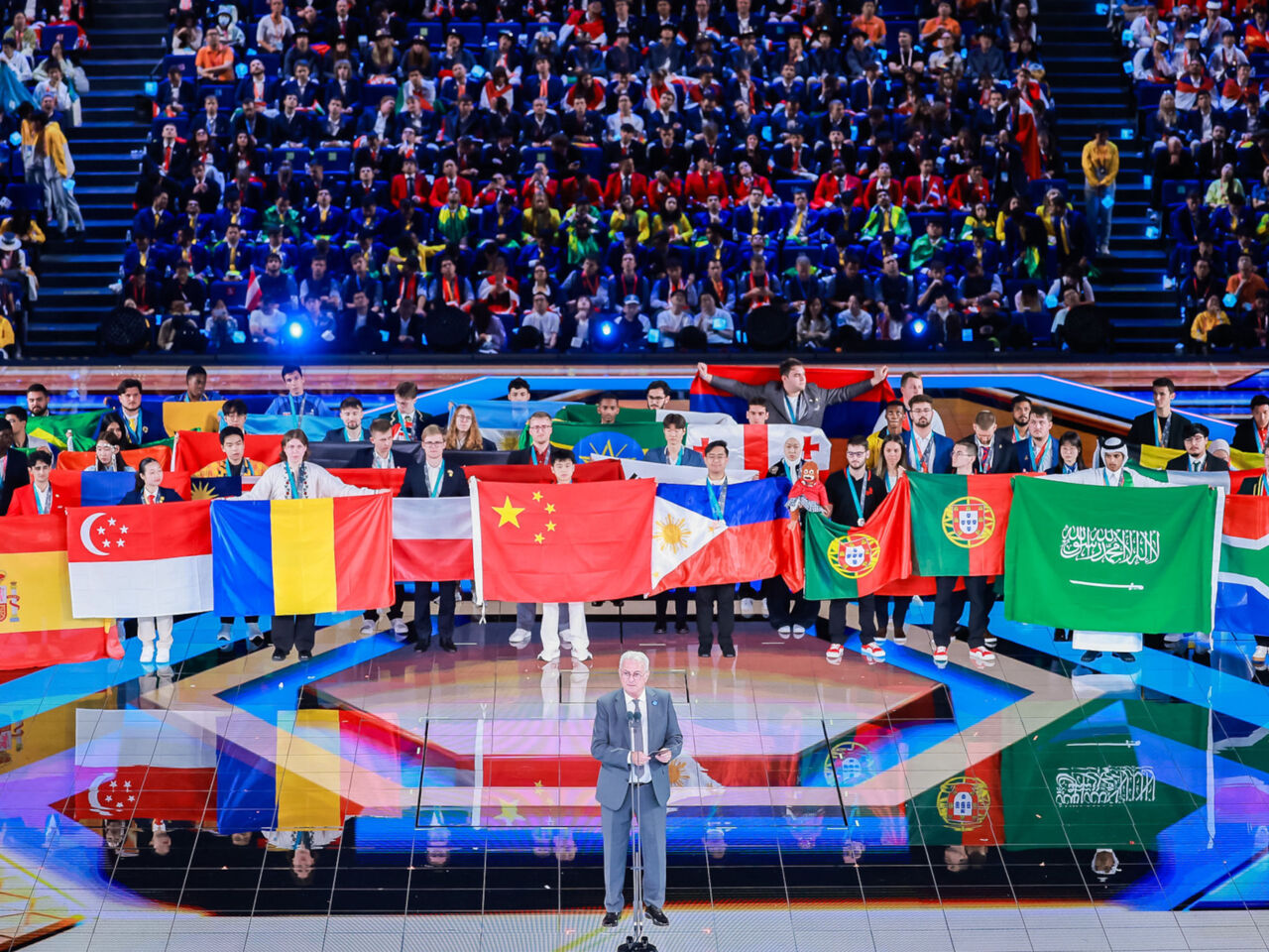 Francis Hourant, WorldSkills President, giving a speech during Closing Ceremony for WorldSkills Shanghai 2026.