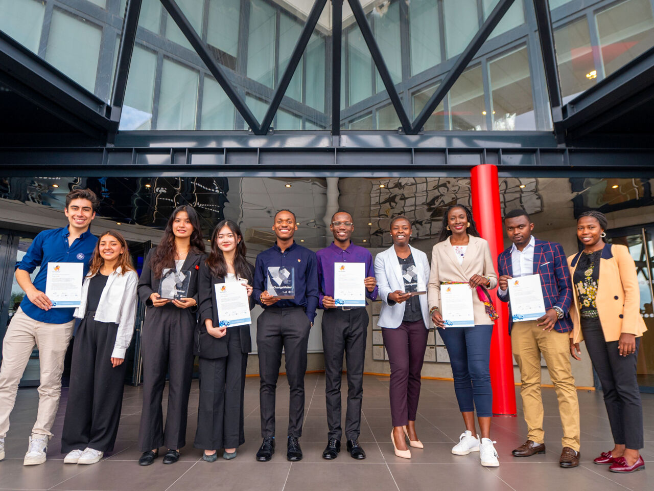 The five finalists of BeChangeMaker 2024 after their final pitch on day two of WorldSkills Conference 2024.