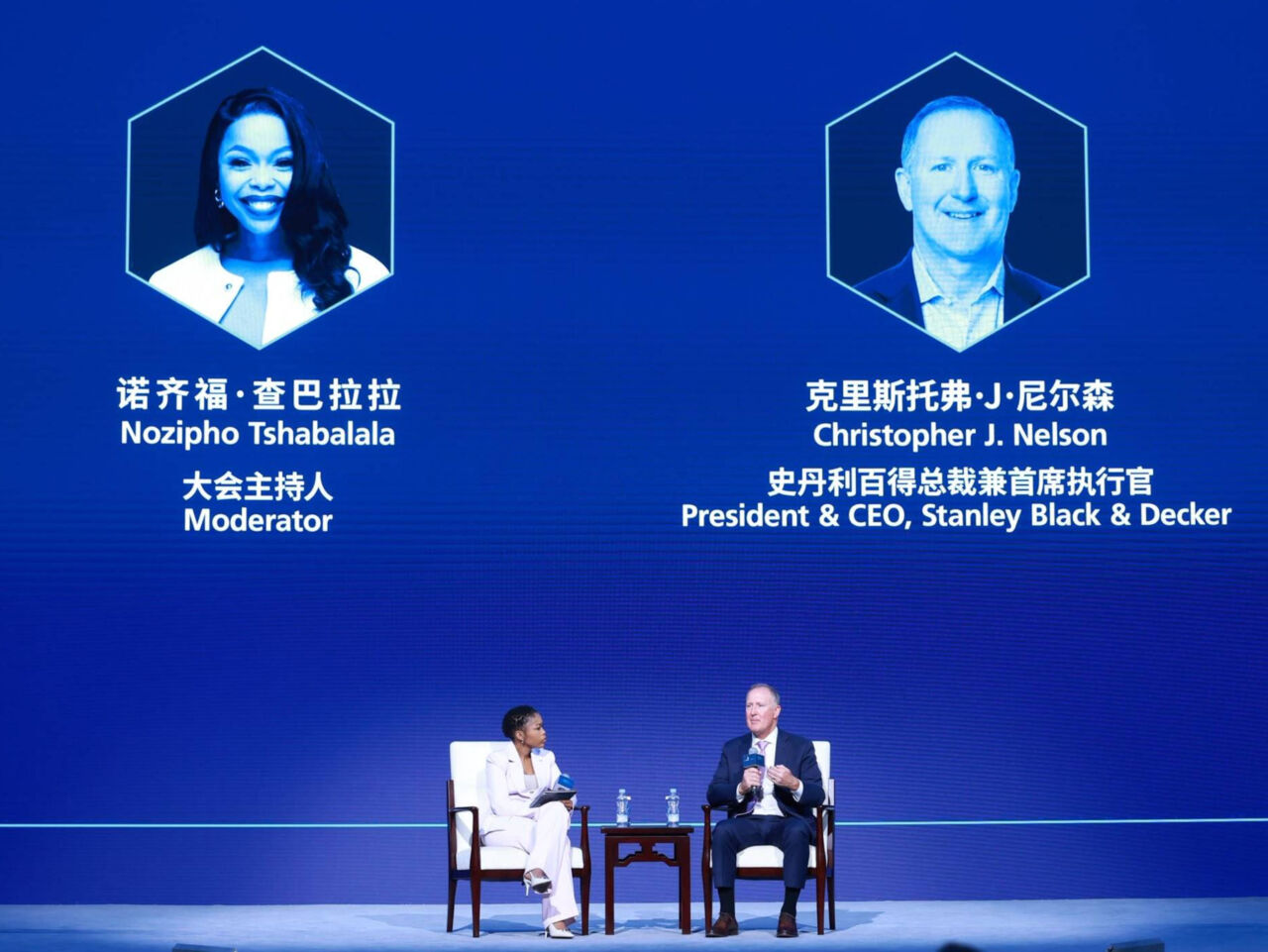 Chris Nelson, President & CEO, Stanley Black & Decker, on stage during a keynote at WorldSkills Conference 2026 on why the skilled trades, not technology alone, will shape the future.