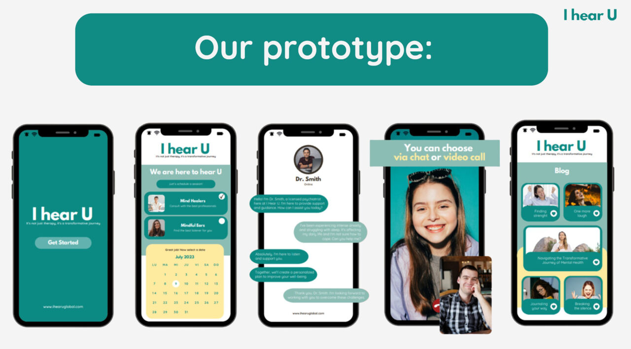 A screenshot of the prototype app by ‘I Hear U’, a team from Mexico promoting mental health for youth.